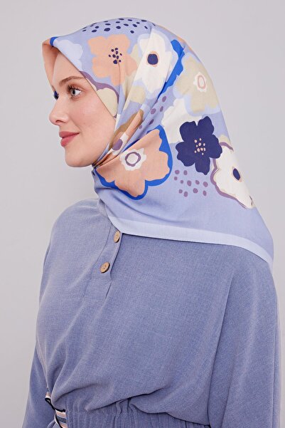 Levidor Baby Blue Abstract Floral Pattern Aura Scarf