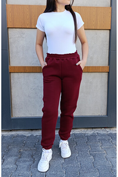 siyalife Φούτερ με ψηλόμεσο ελαστικό πόδι, 3 κλωστές και τσέπες με ανάγλυφο