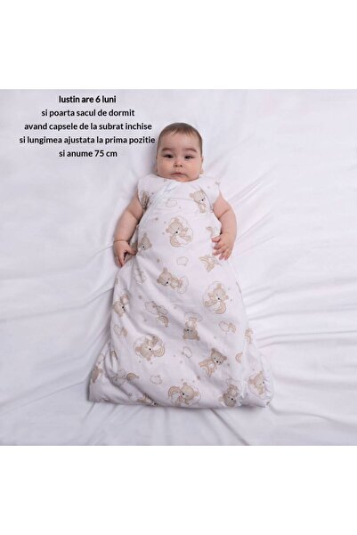 Kidizi Adjustable Cotton Sleeping Bag for Babies 0-24 Months, Sleepy Teddy, 1 tog