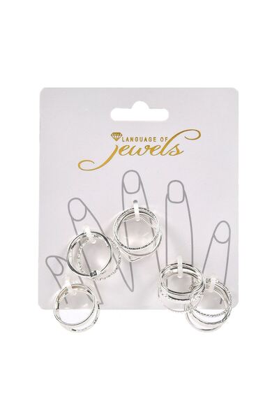 OEM Silver Color Wedding Rings with Rhinestone Pattern for Women - 15pcs