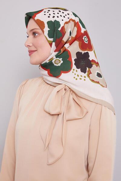 Levidor Μπεζ αφηρημένο φλοράλ σχέδιο Αυρα Κασκόλ