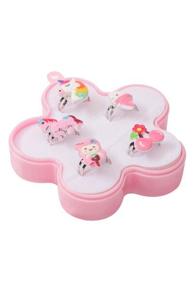 OEM Pink Flower Rings in Box for Children 2cm - 5pcs