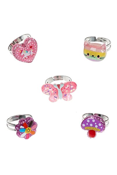 OEM Shiny Pattern Rings in Flower Packaging for Children - 5pcs