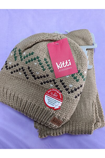 Kitti طقم قبعة صوفية من قطعتين للأعمار من 9 إلى 15 سنة مصنوع من الصوف