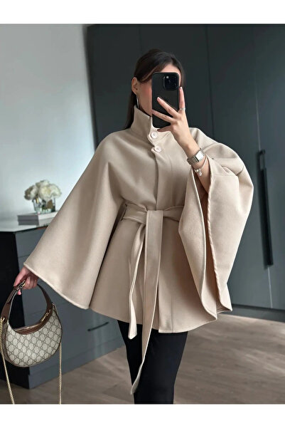 My Blog Παντζόνι με κρεμ κουμπιά και καστανόχρωμη ζώνη - 2055