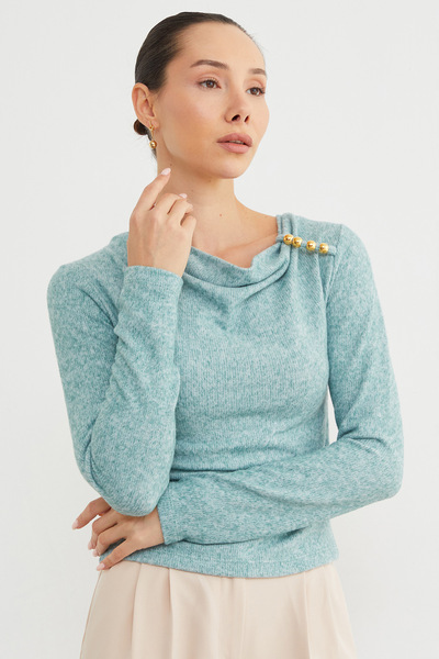 Fulla Moda Μπλούζα με γιακά με αξεσουάρ ώμου