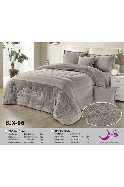 Moon 4-piece plain fur winter queen comforter