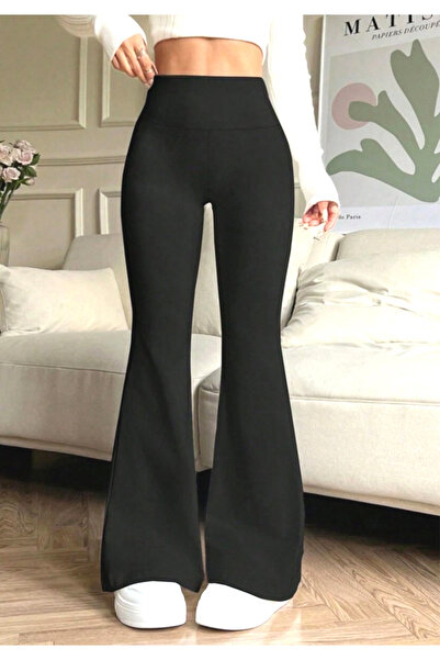 Little Visqon Kadın Yüksek Bel İspanyol Paçalı Pantolon Tayt