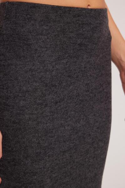 Tudors Kadın Slim Fit Dar Kesim Yırtmaçlı Antrasit Etek