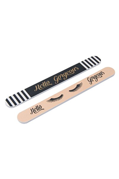 OEM Hello Gorgeous Beige Black Nail File 17.5cm - 2pcs