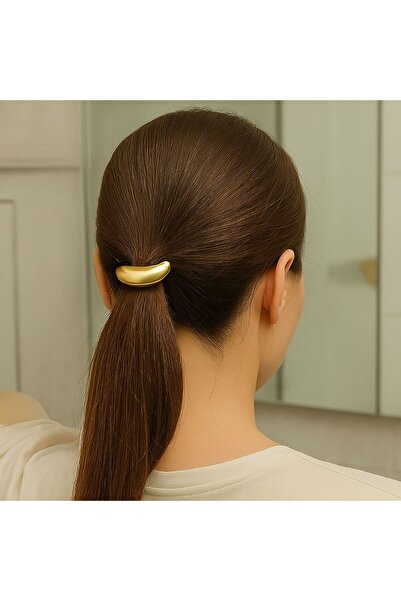 OEM Women's Ponytail Hair Elastic with Gold Ring 6cm