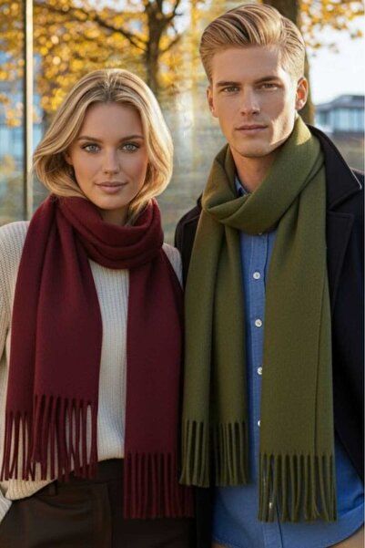 Mood Agenda Set de 2 eșarfe unisex cu textura moale și cu ciucuri de iarnă