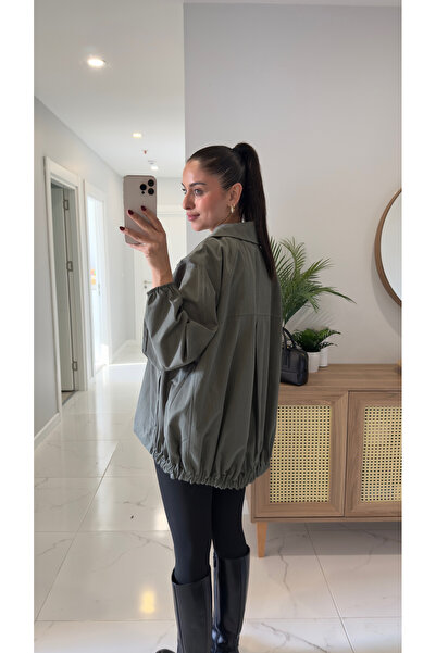 BİRCANÇİL Rome Haki Düğme Detaylı Kısa Trençkot