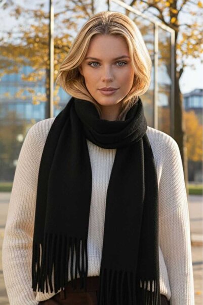 Mood Agenda Unisex Soft Textured Tasseled Winter Boucle Scarf Shawl Set of 2