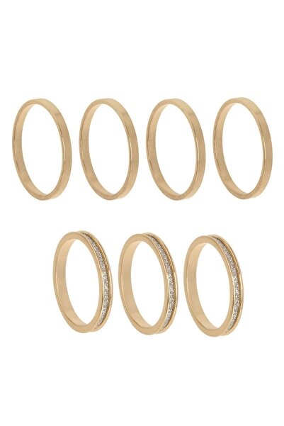 OEM Gold Color Wedding Rings with Rhinestones for Women - 7pcs