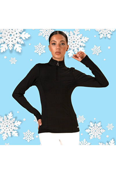 ALPHARİDER Siyah Termal Binici Bluzu Dik Yaka