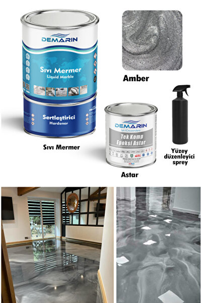 Demarin Çift Bileşenli Solventsiz Sıvı Mermer, Liquid Marble (tezgah, Zemin Boyası)