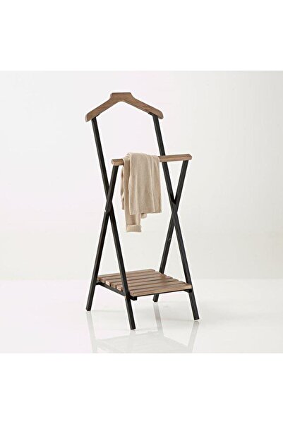 MAVİ TREND Özel Seri Meşe Ahşap Dilsiz Uşak Siyah Metal Çift Tepeli Ayaklı As...