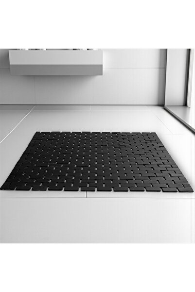 ELZEY HOME Bambu Kaydırmaz Siyah Banyo Paspası 80x50 cm