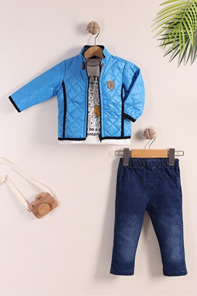 kidello Blue Coat Baby Boy 3-Piece Set (1-3 Years)
