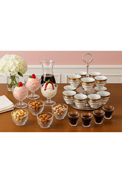 Dania استاند حامل فناجين قهوة عربي من المعدن الفضي غير قابل للصدأ يحمل 12 فنجان