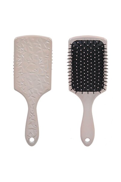OEM Beige Plastic Flat Square Hair Brush Embossed Patterns 24cm