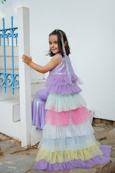 DUCA KIDS Işıltılı Deniz Kızı Elbisesi ve Kuyruk Seti