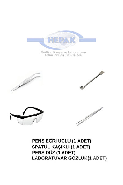Hepak Laboratuvar Öğrenci Seti (Pens Eğri Uçlu,Spatül Kaşıklı,Pens Düz,Labora...