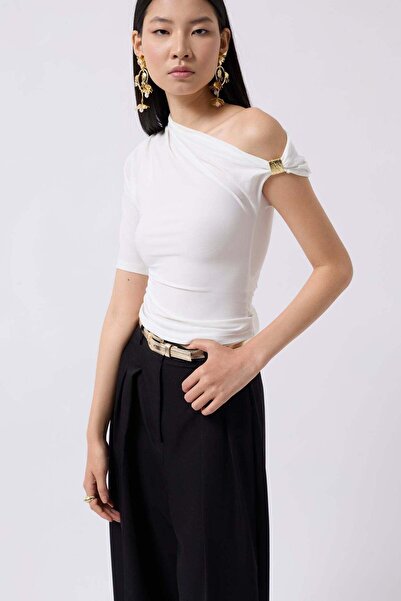 Maxi modena Accessory Detail Cutout White Blouse - S