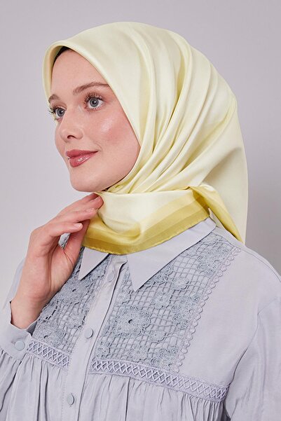 Levidor Twill Silk Scarf with Yellow Edge Border