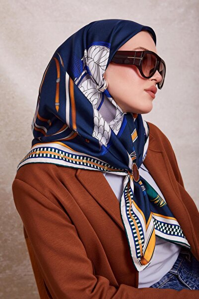 Levidor Navy Blue Twill Silk Scarf Lunera Collection