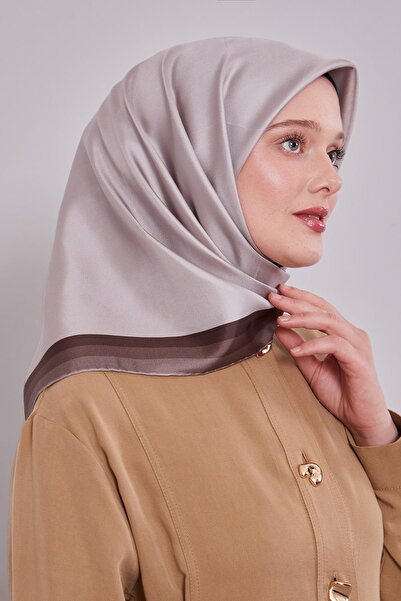 Levidor Cappuccino Twill Silk Scarf with Border Edge