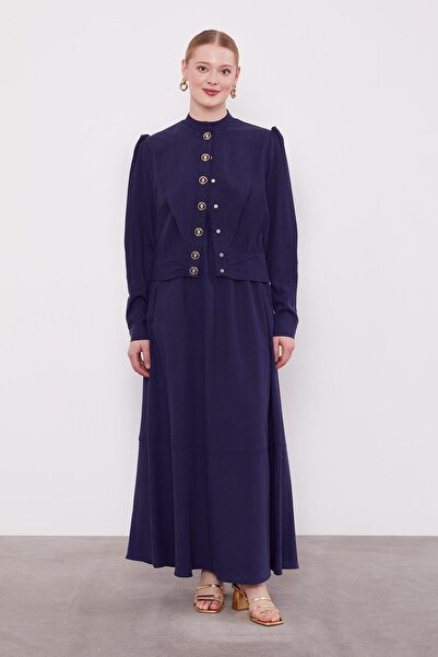Levidor Lacivert Vatkalı Cupra Ceket Takım