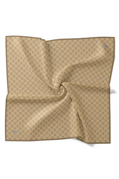 Levidor K.Beige Honeycomb Pattern Twill Silk Scarf