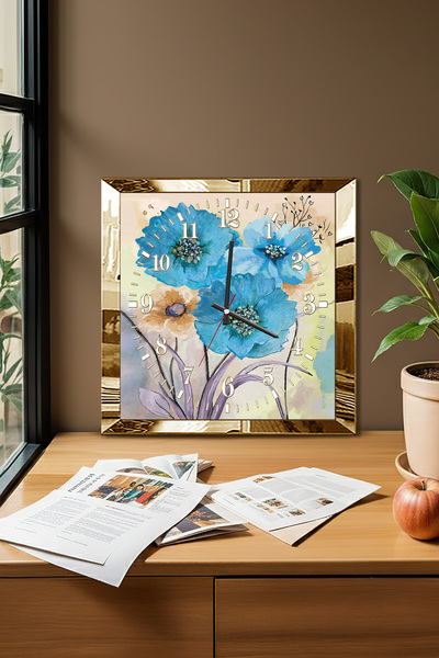 Zevahir Mobilya Dekorasyon Ceas de perete decorativ din MDF cu tematică de fl...