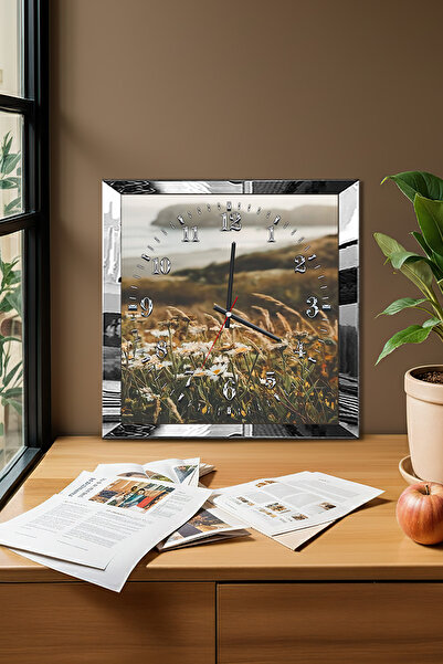 Zevahir Mobilya Dekorasyon Silver Framed Meadow Landscape Themed Decorative M...