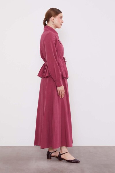 trender Rose Pleated Hem Cupra Skirt Set