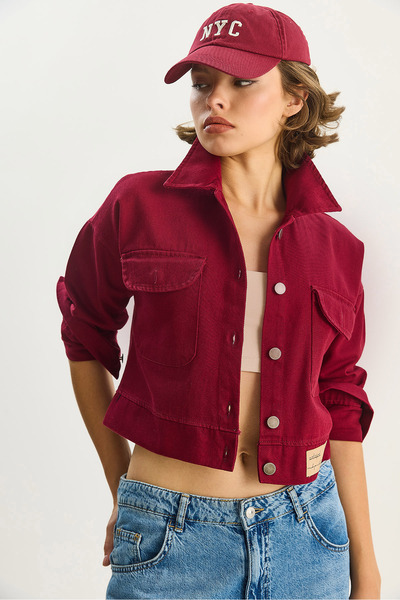 Bianco Lucci Women's Double Pocket Gabardine Jacket