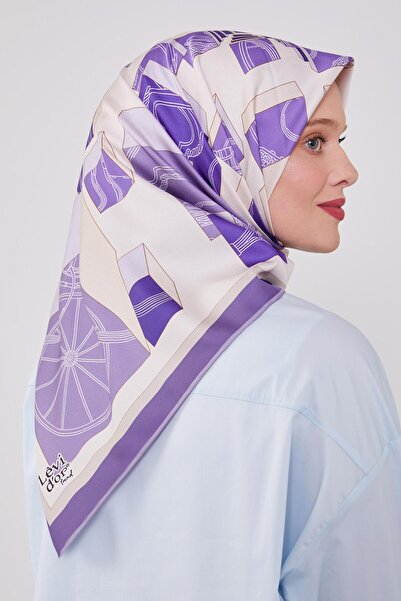 Levidor Purple Cube Pattern Twill Scarf