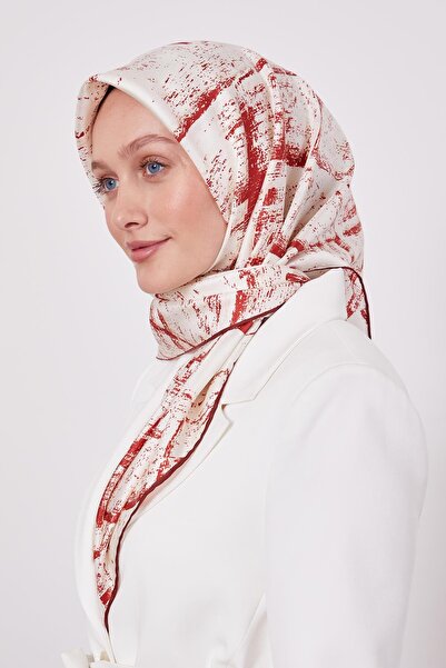 Levidor Burgundy Mixed Brush Pattern Twill Silk Scarf