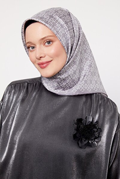 Levidor Μεταξωτό μαντήλι με ασημί ρίγες με σπειροειδές σχέδιο