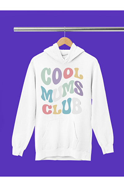 MAGORS Hanorac cu glugă din bumbac imprimat COOL MOMS CLUB, cu mânecă lungă, ...