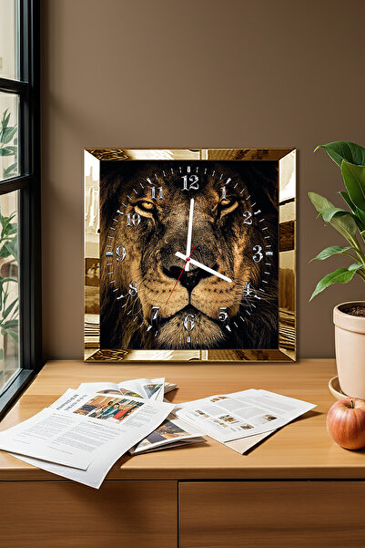 Zevahir Mobilya Dekorasyon Ceas de perete decorativ din MDF cu tematică Leu g...