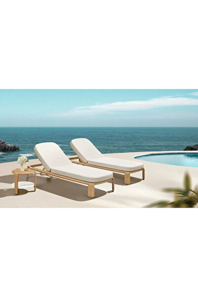 SCY Eroisa Masif Ahşap Şezlong Modern Havuz Başı Daybed Uzanma Yatağı