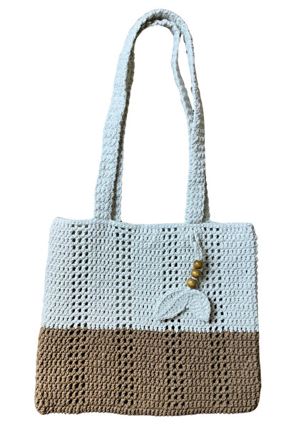 Uretti - Emine 9106 Hand Knitted Wooden Beaded Double Color Model Cotton Thre...