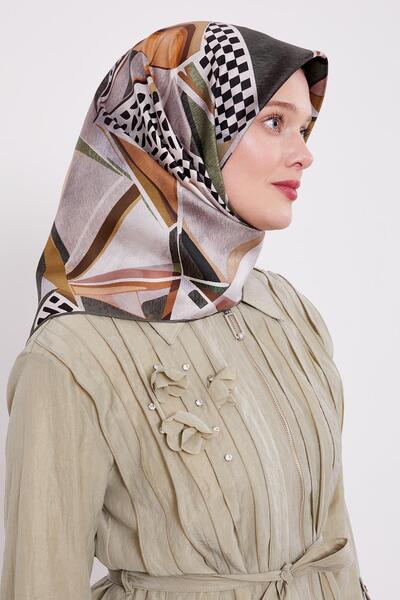 Levidor وشاح حريري بنمط التويل الأخضر