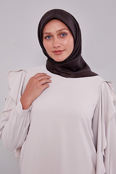 Levidor Μεταξωτό μαντήλι με μονόγραμμα με ρίγες σε καφέ χρώμα