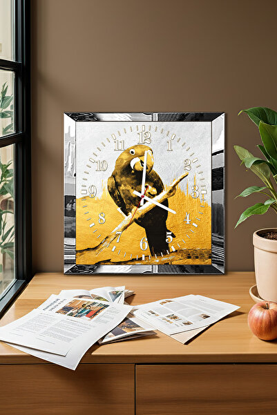 Zevahir Mobilya Dekorasyon Ceas de perete decorativ din MDF cu tematică papag...