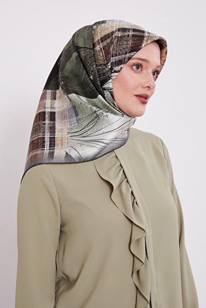 Levidor Red Green Fine Line Pattern Twill Silk Scarf