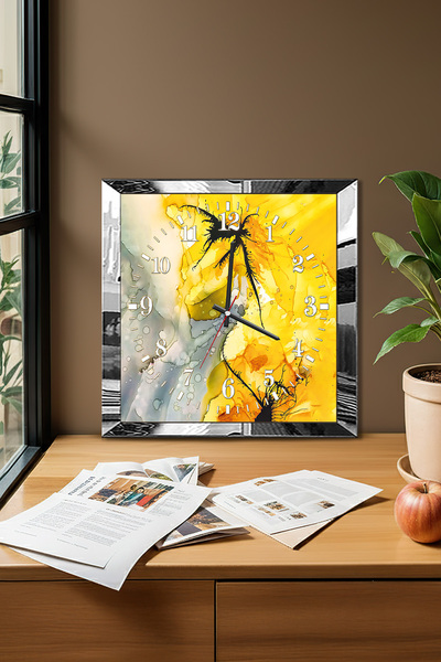 Zevahir Mobilya Dekorasyon Ceas de perete decorativ din MDF cu tematică Floar...